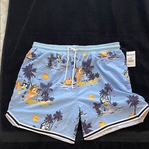 Men's Bluey Cartoon Print mesh sport Shorts nwt multiple sizes can wear swimming